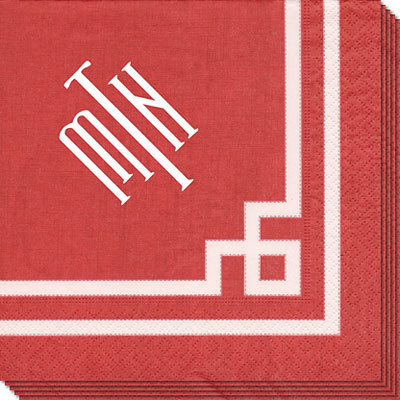 Red Greek Key Caspari Napkins